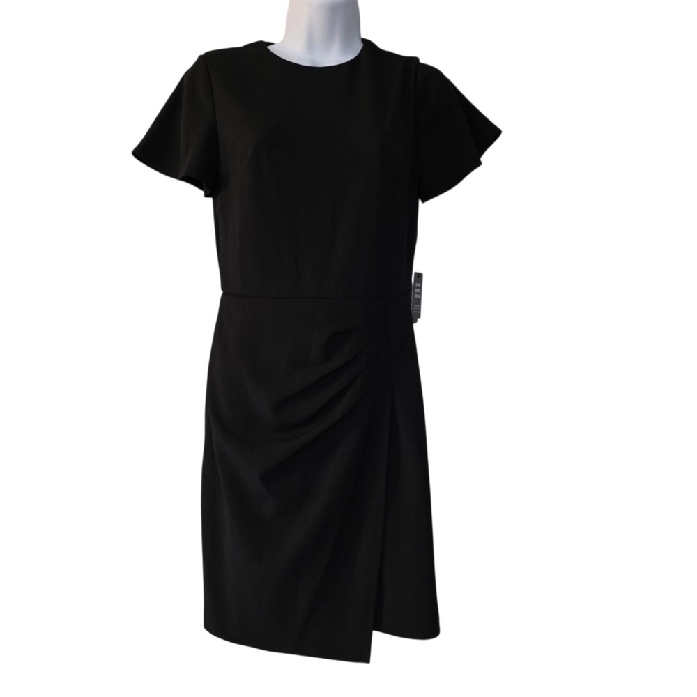 NWT EXPRESS Black Women's Dress Size XS Flutter Sleeve Ruched Sheath LBD staple